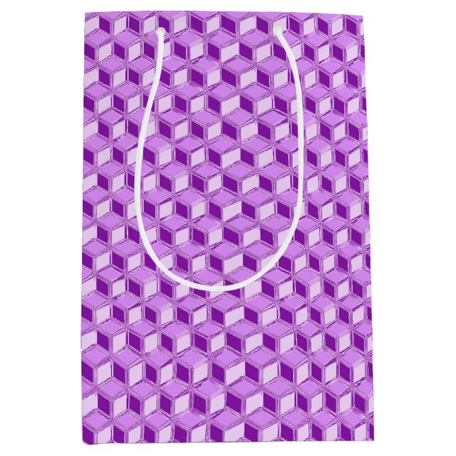 Sacola Para Presentes Média Caixas 3d cromo - violeta roxa (Frente)