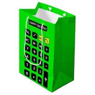 Sacola Para Presentes Média Calculadora Neon Green Birthday