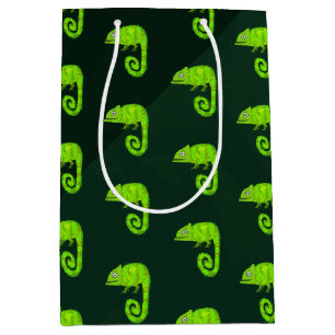 Sacola Para Presentes Média Camaleão bonito verde