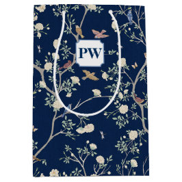 Sacola Para Presentes Média Camellia Garden em Azul Marinho Chinoiserie