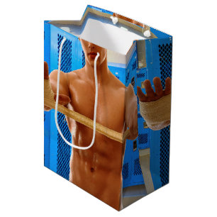 Sacola Para Presentes Média CamisaSlipperyJoe do homem musculoso sem abs peito