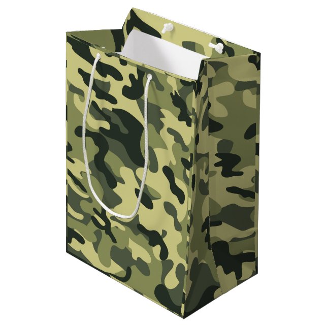 Sacola Para Presentes Média Camo Verde (Frente inclinada)