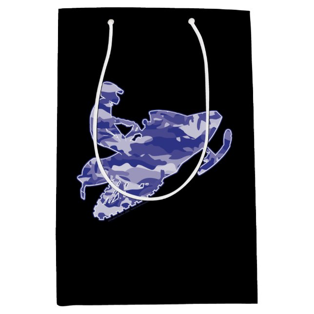 Sacola Para Presentes Média Camouflage Blue Snowmobiler (Frente)