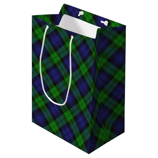Sacola Para Presentes Média Campbell Clan Tartan Xadrez Black Watch (Frente inclinada)