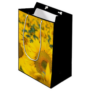 Sacola Para Presentes Média Campo Amarelo de Girassóis Fotografia