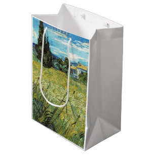 Sacola Para Presentes Média Campo de trigo verde Vincent van Gogh