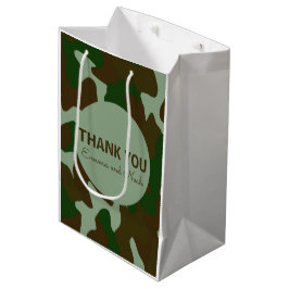 Sacola Para Presentes Média Camuflagem Castanho Verde e Escuro Obrigado