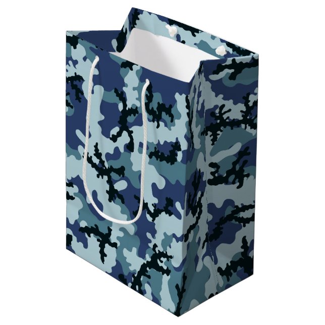 Sacola Para Presentes Média camuflagem do marinho (Frente inclinada)