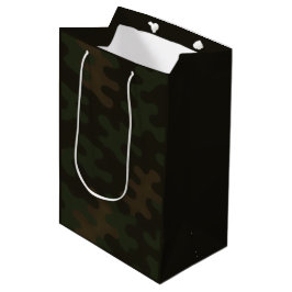 Sacola Para Presentes Média Camuflagem Marrom Escuro Verde Floresta Rica Terro