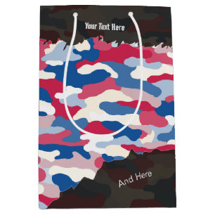 Sacola Para Presentes Média Camuflagem Patriótica Agitada Personalizada