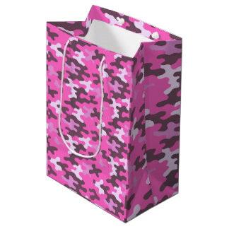 Sacola Para Presentes Média Camuflagem Rosa