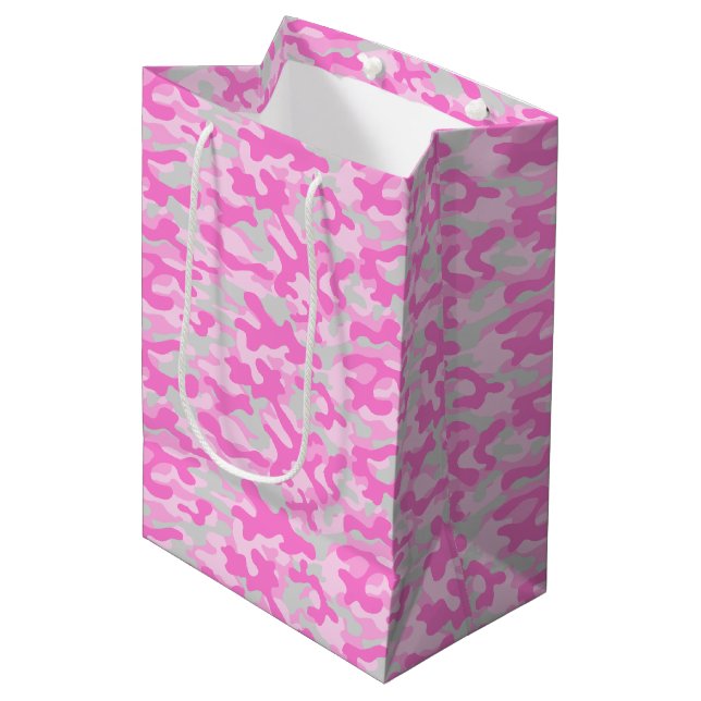 Sacola Para Presentes Média Camuflagem Rosa  (Frente inclinada)