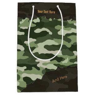 Sacola Para Presentes Média Camuflagem Verde Rústica Personalizada