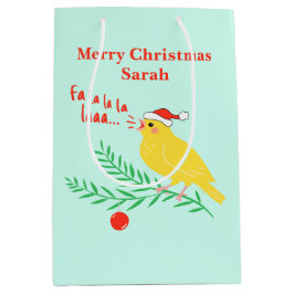 Sacola Para Presentes Média Canário Cantante de Natal