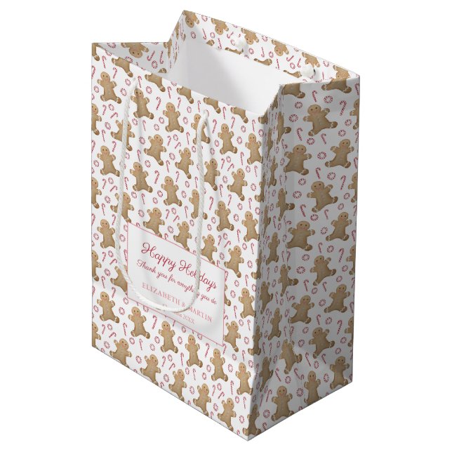 Sacola Para Presentes Média Candy Candy Candy Candy Canners de Aquarela Feliz  (Frente inclinada)