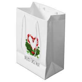 Sacola Para Presentes Média Candy Cane Heart Felry Christmas Festive Holiday