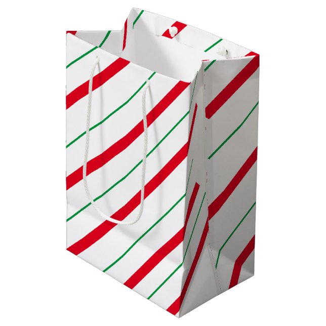 Sacola Para Presentes Média Candy Cane Saco de Presente Médio de Natal (Frente inclinada)