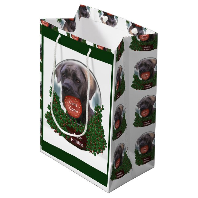Sacola Para Presentes Média Cane Corso Christmas (Frente inclinada)