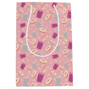 Sacola Para Presentes Média Canecas de papel e Rosquinhas rosa
