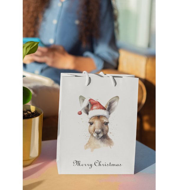 Sacola Para Presentes Média Canguru de Natal, personalizável (Criador carregado)