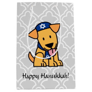 Sacola Para Presentes Média Cão de filhote de cachorro judaico de Hanukkah