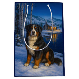 Sacola Para Presentes Média Cão de Montanha Bernês Férias