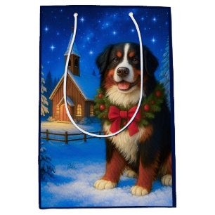 Sacola Para Presentes Média Cão de Montanha Bernês Férias
