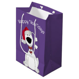 Sacola Para Presentes Média Cão De Natal Em Roxo