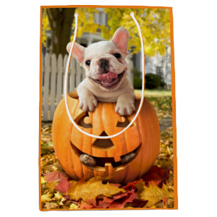 Sacola Para Presentes Média Cão em Jack-o-Lanterna
