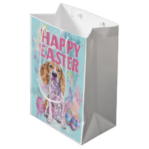 Sacola Para Presentes Média Cão Foxhound Americano Feliz Páscoa