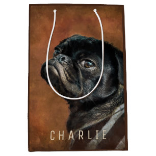 Sacola Para Presentes Média Cão Preto