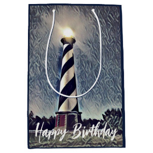 Sacola Para Presentes Média Cape Hatteras Lighthouse Outer Banks OBX Aniversár