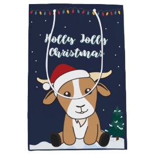 Sacola Para Presentes Média Caprinos de Natal Caprinos Animais de inverno Pres