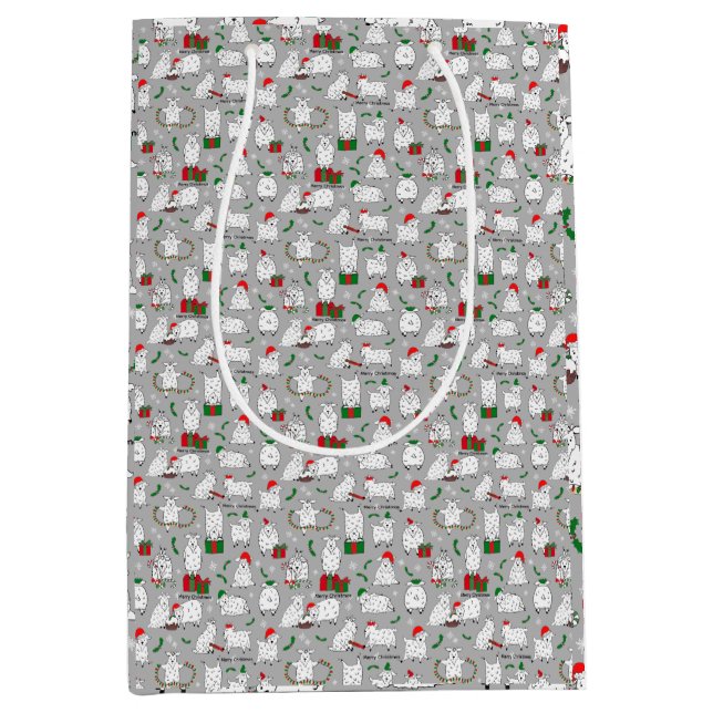 Sacola Para Presentes Média Caprinos festivos no Natal (Frente)