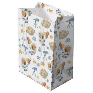Sacola Para Presentes Média Capybara Astronaut Pattern Gift Bag