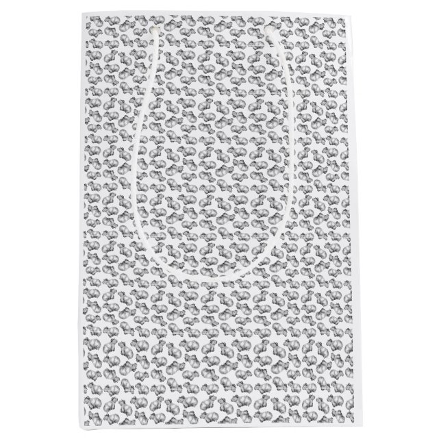 Sacola Para Presentes Média Capybara Branca e Preta (Frente)