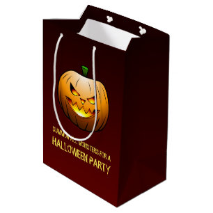 Sacola Para Presentes Média Cara de Abóbora do Halloween