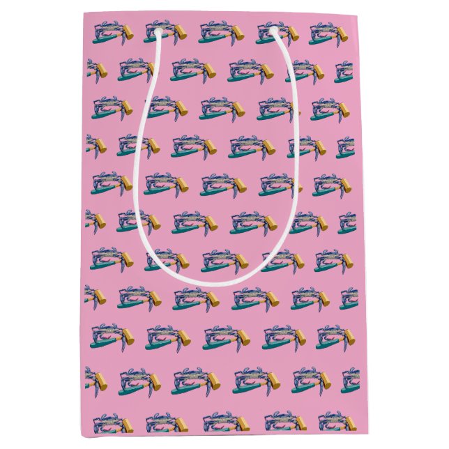 Sacola Para Presentes Média Caranguejo Azul Desenhado à Mão com Martelo Mallet (Frente)