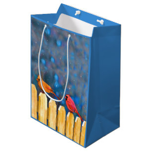 Sacola Para Presentes Média Cardeais na pintura de cerca - Arte original