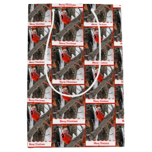 Sacola Para Presentes Média Cardeal de Natal com Boné