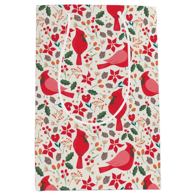 Sacola Para Presentes Média Cardinais de férias de inverno (Frente)