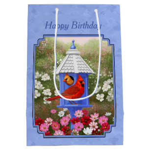 Sacola Para Presentes Média Cardinhos e Azul-Casa-redonda
