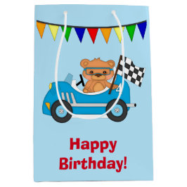 Sacola Para Presentes Média Carro de corridas e urso personalizados