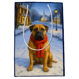 Sacola Para Presentes Média Cartão de Natal do Bullmastiff