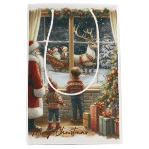 Sacola Para Presentes Média Cartão de Natal Russo Vitoriano