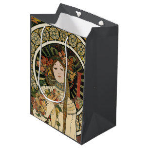Sacola Para Presentes Média Cartaz Vintage Trappistine Nouveau Alfonse Mucha