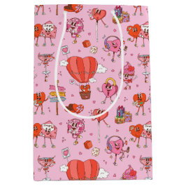 Sacola Para Presentes Média Cartões do Namorados Retro Groovy