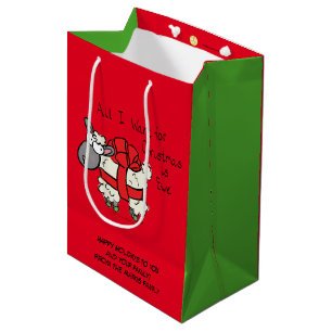Sacola Para Presentes Média Cartoon de Ovelha de Natal engraçado