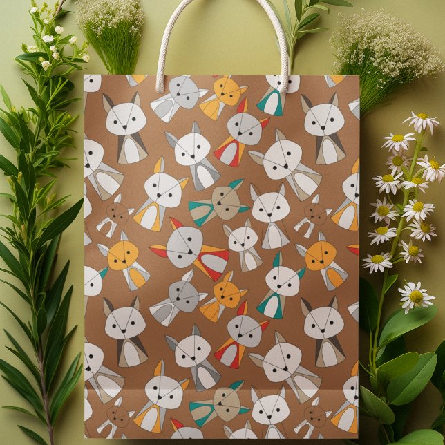 Sacola Para Presentes Média Cartoon Fox Multcolor (gift bag, birthday surprise gift bag, teddy bear gift bag, wine gift bag, travel bag, use and throw )