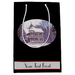 Sacola Para Presentes Média Casa velha do Victorian no Natal